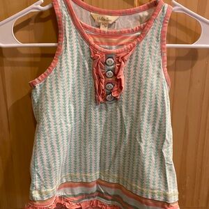 Matilda Jane Girls Sleeveless Top - Green and Coral